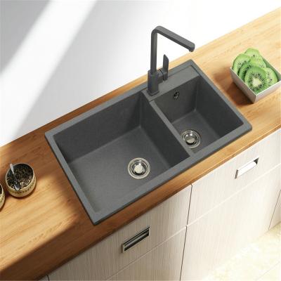 China Without Faucet Gray Kitchen Quartz Stone Sink Hard Feature Basin for sale