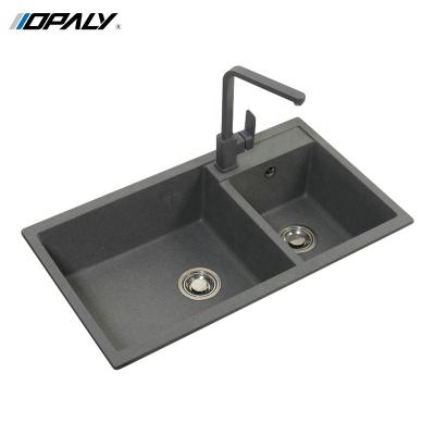 China Without Faucet High Quality Customizable Black Quartz Stone Kitchen Sink Of Sinks For Sale for sale