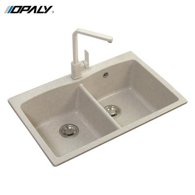 China Without Faucet Manufacturer Production Line Granite Stone Quartz White Marble Kitchen Sink for sale