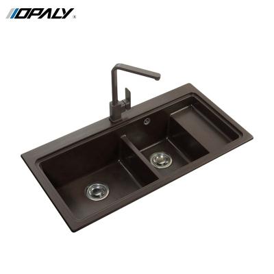 China Hot Sale Quartz Stone Kitchen Faucet Double Bowl Rectangular Kitchen Sink Without Bowl for sale