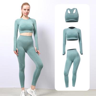 China Beagmg 2021 high quality 3 pieces yoga set breathable sports top quick-drying fitness sports suit for sale