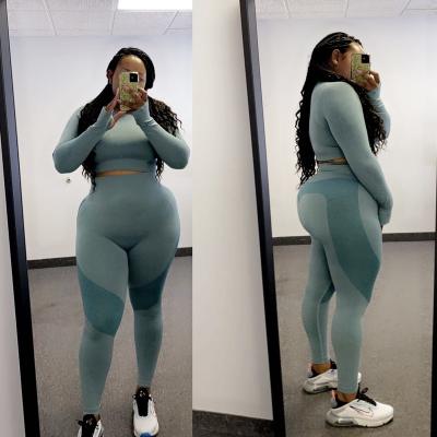 China Custom Plus Size Women's Long Sleeve Clothing Gym Yoga Wear Set Solid Color Solid Color Yoga Sets For Women BK334 for sale