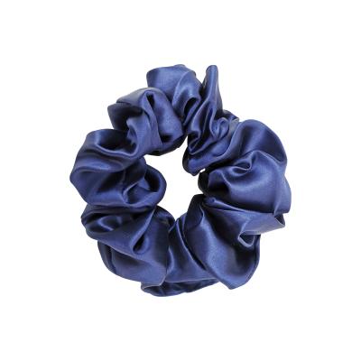 China Navy blue 100% European and American women's silk 5cm hair style 5cm silk scrunchie ties with new colors for sale