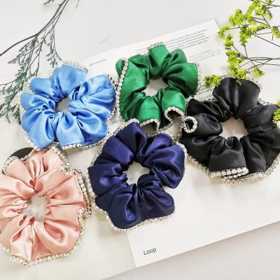 China Customized 100% silk scrunchies with crystal 16/19/22 momme DRF-EBSCRUNCHINE-001 en venta