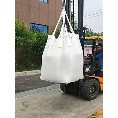 China Sale 1 Ton Flat Bottom Jumbo FIBC Breathable Top Bulk Bag With Loading Spout for sale