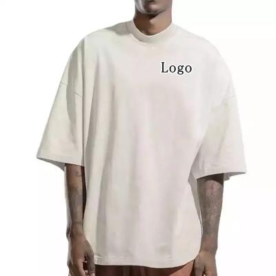 China Anti-Shrink men's heavy cotton t shirt High Quality Custom LOGO desgin Blank oversized drop shoulder rib o-neck tshirt for men for sale