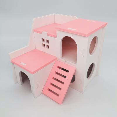 China Breathable Cute Plastic Squirrel Guinea Pig House Double Decker Hamster Pet Shelter Luxury Nest for sale