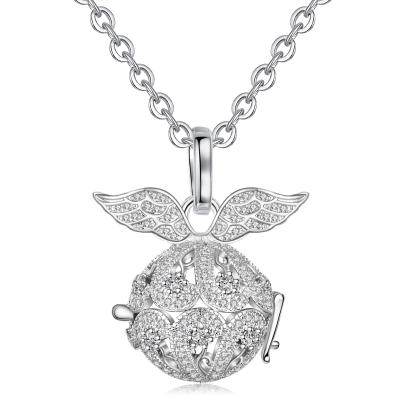 China CLASSIC Silver Plated Angel Wings Harmony Bola Locket Jewelry for Baby Shower Pending Necklace for sale