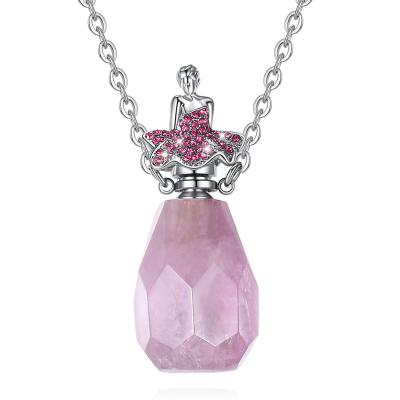 China Fashionable Natural Jewelry Harmony Pendant Necklaces Perfume Bottle Crystal Princess Custom Dancing Design Aromatherapy Jewelry Woman for sale