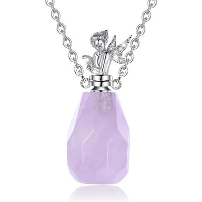 China Fashionable Custom Crystal Jewelry Chain Silver Necklace Pendants Healing Gifts Sublimation Essential Oil Diffuser Aromatherapy Roll for sale