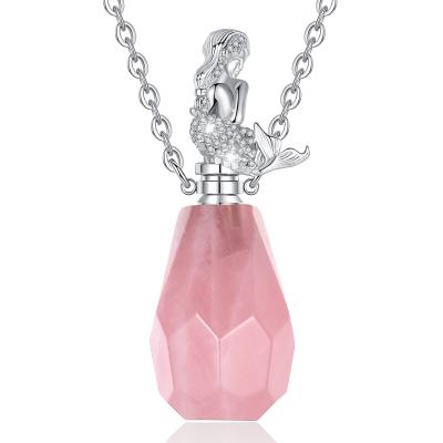 China Fashionable Natural Crystal Stone Diffuser And Crystals Healing Necklace Perfume Oil Bottle For Women Pendant Necklace for sale