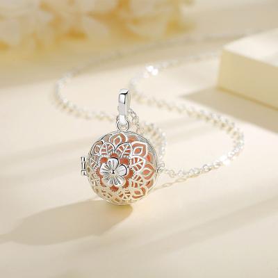 China Other Women Angel Chime Caller Bell Harmony Bola Pregnancy Silver Flower Jewelry Necklace for sale