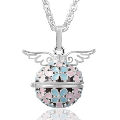 China Other New Women Silver Bola Ball Cage Jewelry Angel Wing Flower Fairy Harmony Baby Chime Pendant Necklaces for sale