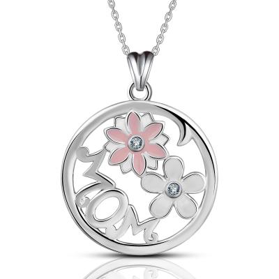 China Trendy Rhodium Plated 925 Copper Sterling Silver Spirit Gemstone Flower Shaped For Mom Gift Necklace Pendant for sale