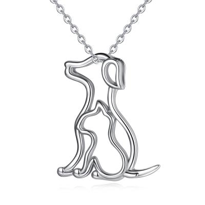 China New Trendy Rhodium Plated Sterling Silver Wholesale Fashion Charm 12 Zodiac Dog Copper 925 Shaped Pendant Necklace for sale