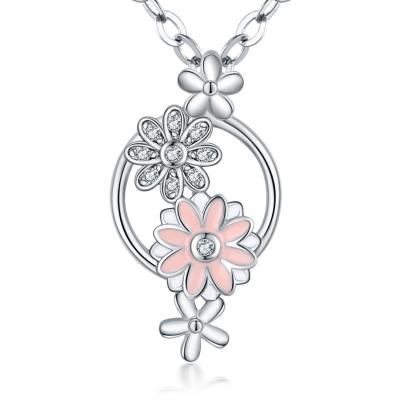 China Trendy Best Friends Personalized Sterling Silver Beautiful Gift Flower Jewelry Pendant Necklace for sale