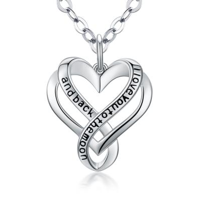 China Hot Sales Trendy I Love You Heart Love Heart Pendant Necklace 925 Sterling Silver Women Jewelry Double for sale