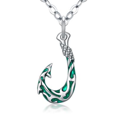 China Trendy Fishhook Shaped New Design Couples Women's Chain Pendant 925 Sterling Silver Necklace Girl for sale