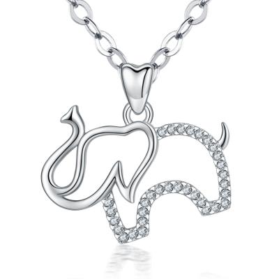 China Merryshine Women's Fashionable 925 Silver Jewelry Cute Lucky Animal Elephant Pendant Necklace Good Luck for sale