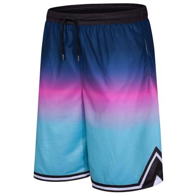 China QUICK DRY custom color digital printing gradient new style logo basketball running shorts plus size pants for sale