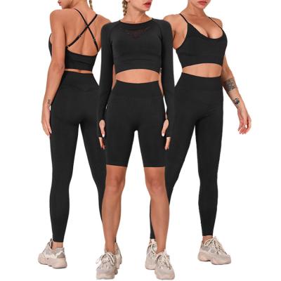 China PSC Breathable Beauty 4 Simply Many Color Long Sleeves High Elastic Sports Gym Running Fitness Sets for sale