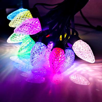 China Garden Top Fashion Led Display Fire Resistance 12V 24V High Christmas C9 Outdoor Decoration Luminous String Light for sale