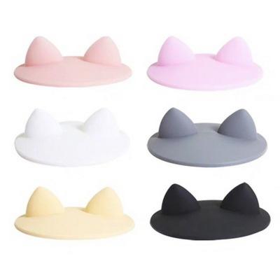 China Non Spill Silicone Cover Cup Lids Colorful Silicone Insulated Best To Protect Cute Cat Ears Cup Lid for sale