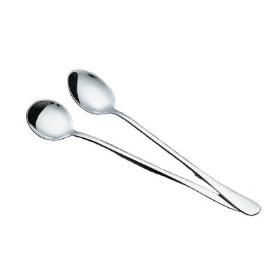 China Sustainable 19cm Long Handle Stainless Steel Tea Teaspoon Cocktail Ice Cream Soup Spoons Cutlery for sale