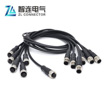 China IP67 Waterproof Automation Male Female Connected M12 2 Cable Cable Connector 3 4 5 6 8 12pins for sale