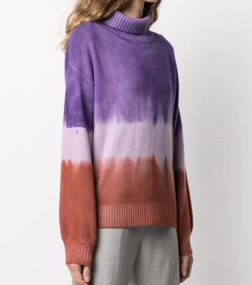 China Women Tie Dye Roll Neck QUICK DRY Knitted Sweater / Pullover for sale