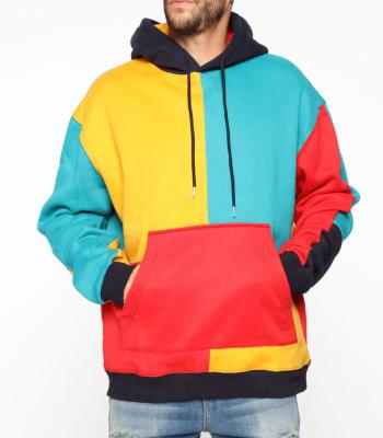 China Custom Color Block Hoodie Streetwear Cotton Anti-pilling Fleece Colorblock Pullover Hoodie for sale