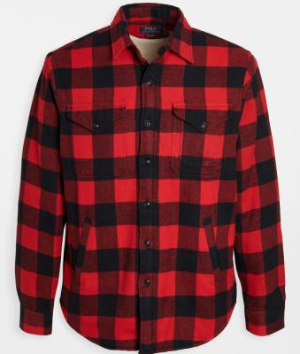 China Anti-pilling Warm Winter Men's Cheap Sherpa Plaid Shirt Fleece Lined Flannel Shirts for sale