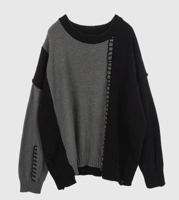 China Rough Distressed Oversized Men's Knitwear QUICK DRY Acrylic Vintage Damage Blend Sweater for sale