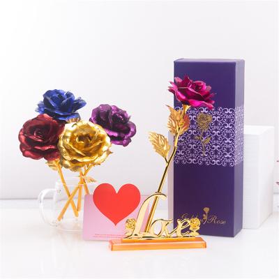 China sustainable & Valentine's Day Rose Gold Foil Rose Creative Gift 24K Gold Colored Foil Rose Flower Valentine's Day Amazon Manufacture Hot Supply for sale