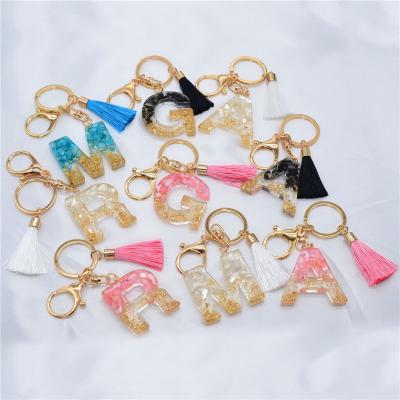 China Wholesale Gold Alphabet Charms Resin Letter Key Chain Customization Tassil Key Chain Wholesale Initial Letter B R D F P S 26 for sale