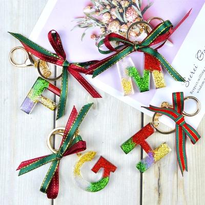 China Wholesale Custom Initial Letter Alphabet Resin Key Chain Store Or Market Christmas Gift Set For Women And Girls for sale