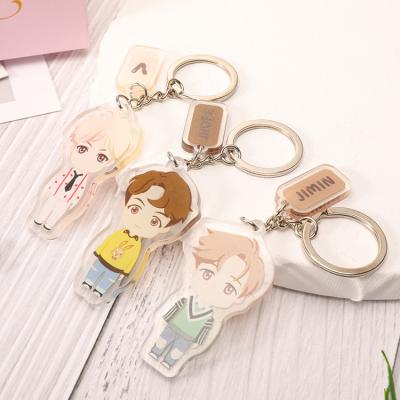 China 2021 Wholesale Custom Kpop BTS Factory Acrylic BTS Ring Keychain Acrylic Key for sale