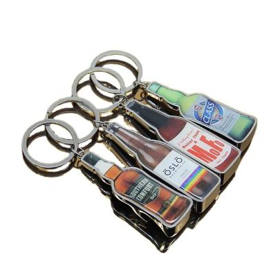 China Custom Wholesale Beer Shaped Drop Glue Viable With Bottle Opener For Key ChainTools Chain Wrench for sale