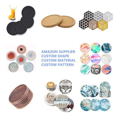 China Viable Promotional Custom Shape Decorative Cup Coaster Sets Blank Print Logo Drinks Eco Friendly Coasters For for sale