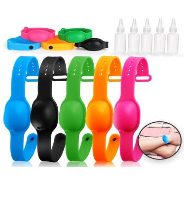 China Hot Sale Artificial Amazon Silicone Wristband Portable Hand Sanitizer Dispenser for sale