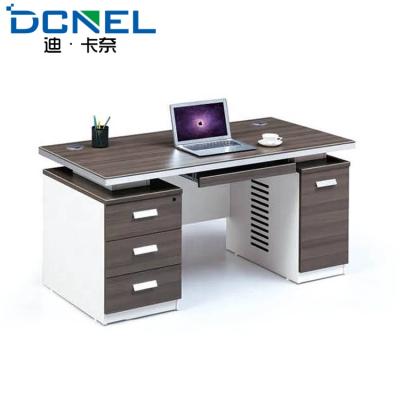 China Cheap price high quality melamine modern office furniture staff computer desk table with drawer for sale