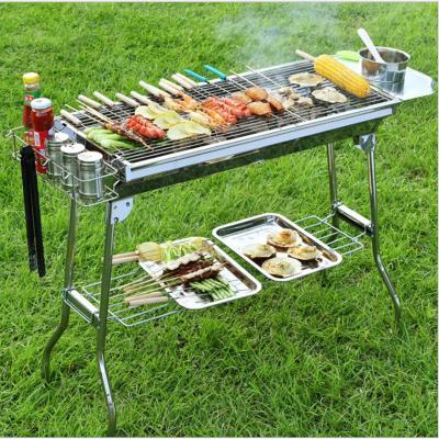 China Best Selling Easily Assembled Outdoor Portable Folding Thicken Charcoal BBQ Grill With Stainless Steel Mesh for sale