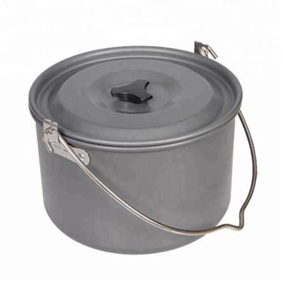 China Large size lightweight aluminum camping hanging pot suit for 5-8 people steps and camping cauldron wholesale for sale