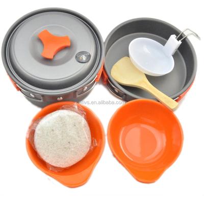 China Eco-friendly outdoor backpack camping cookware orange mess 8 pieces kit for Camping&Hiking equipment for sale