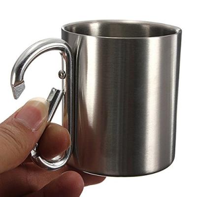 China 2017 New Products Survivable Backpack Survival Stainless Steel Water Carabineer Mug Tactical Portable Military Cup With Carabineer for sale