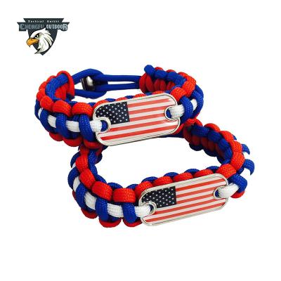 China Best Selling USA Dog Tag Bracelet American Flag Survival Paracord Bracelet Charm Efivs072302 for sale