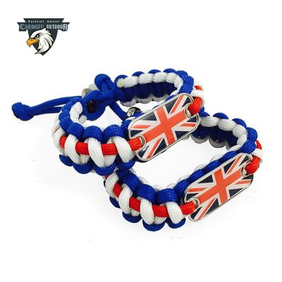 China Hot Seal Survival Gear Survival Friendly UK Bracelet Colors UK Paracord Bracelet Flag Dog Tag Bracelet Charms for sale