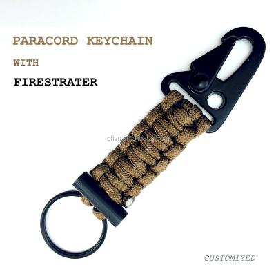 China 2016 outdoor accessories hot new products in china market paracord fire starter paracord key chain for backpacking ultralight and adventure camping for sale