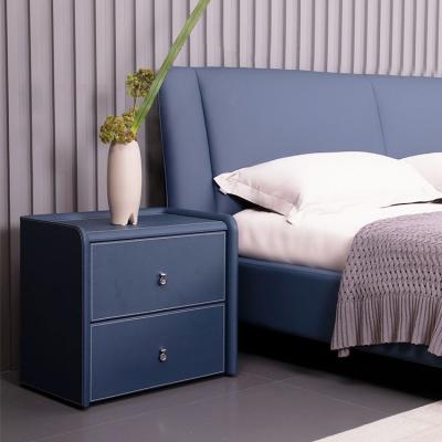 China Durable European Navy Blue Bedroom Furnitur Modern Design French Wooden Nightstand Set 2 for sale