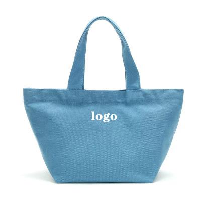 China Fashion brand wholesale current logo student canvasbag lunch bag packaging handbag blue box for sale